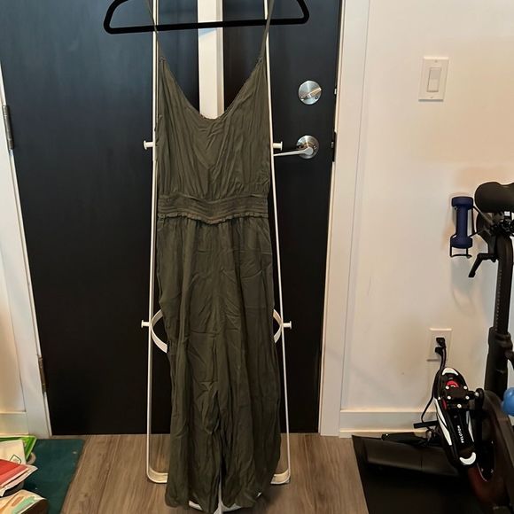 Wilfred army green midi jumpsuit - adjustable straps, elastic waist - medium - Picture 1 of 4